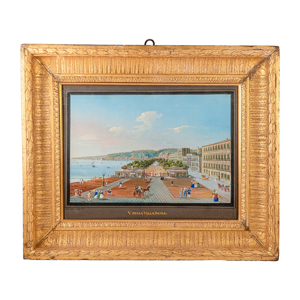 Coppia di Gouache su carta – Vedute di Napoli - Giuseppe Scoppa-photo-2