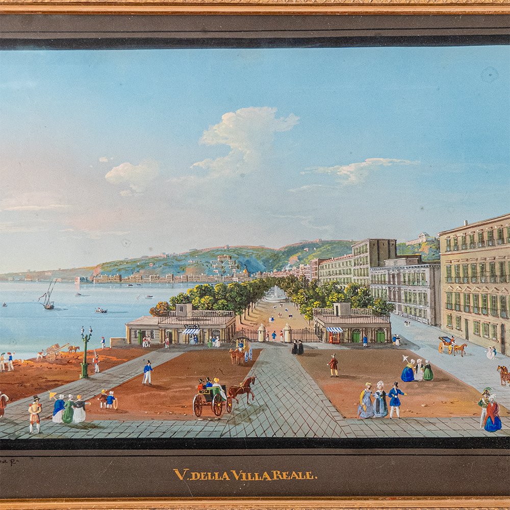 Coppia di Gouache su carta – Vedute di Napoli - Giuseppe Scoppa-photo-1