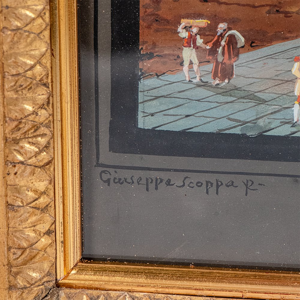 Coppia di Gouache su carta – Vedute di Napoli - Giuseppe Scoppa-photo-2