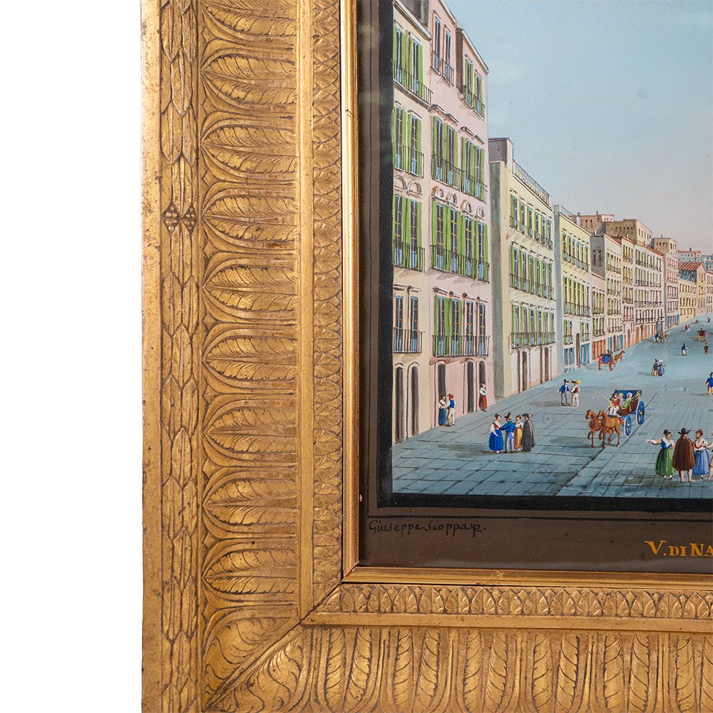 Coppia di Gouache su carta – Vedute di Napoli - Giuseppe Scoppa-photo-6
