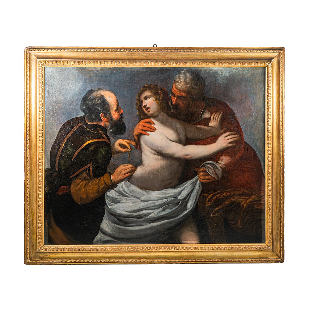 Dipinto raffigurante “Susanna e i Vecchioni” di Luciano Borzone