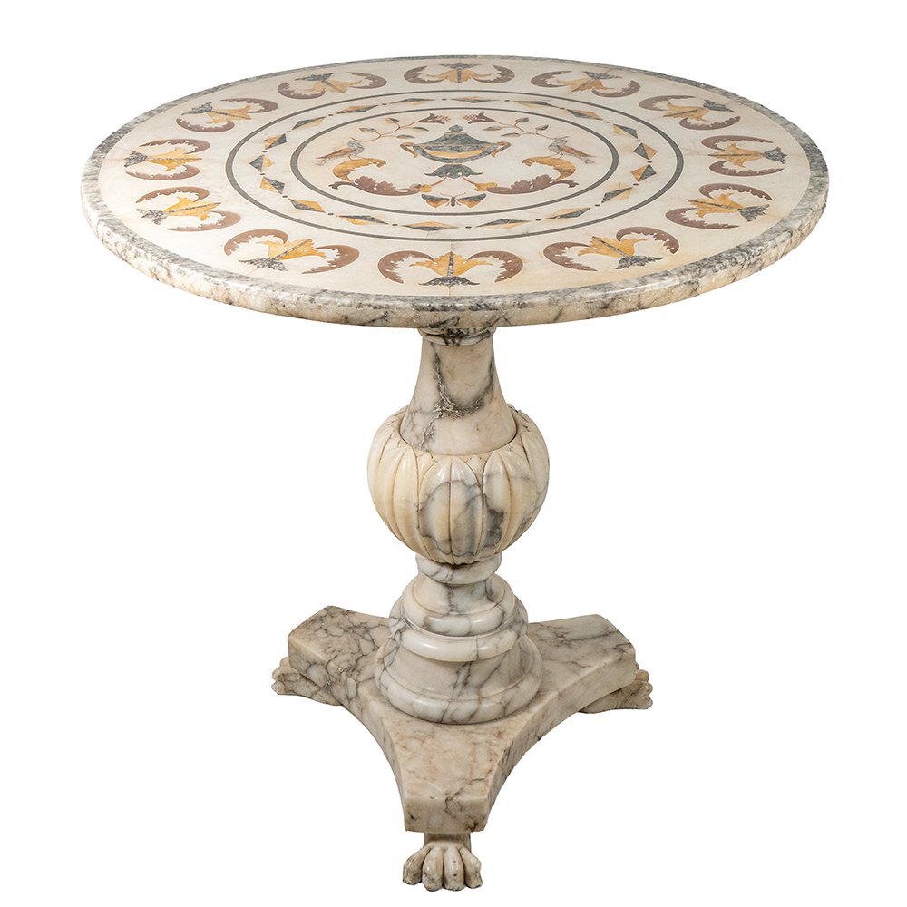 Tavolino intarsiato in marmi policromi-photo-2