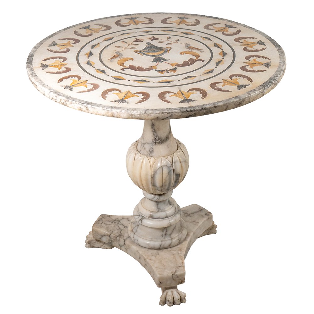 Tavolino intarsiato in marmi policromi-photo-4