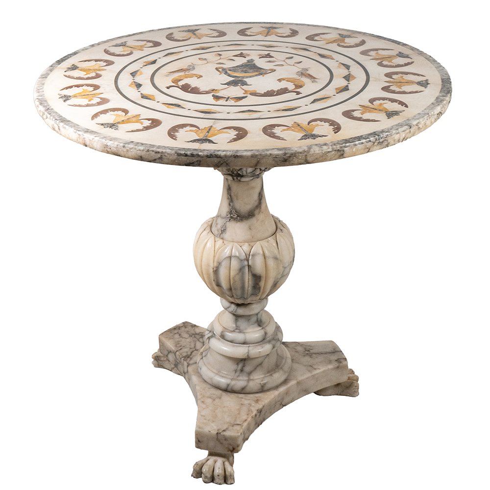 Tavolino intarsiato in marmi policromi-photo-5