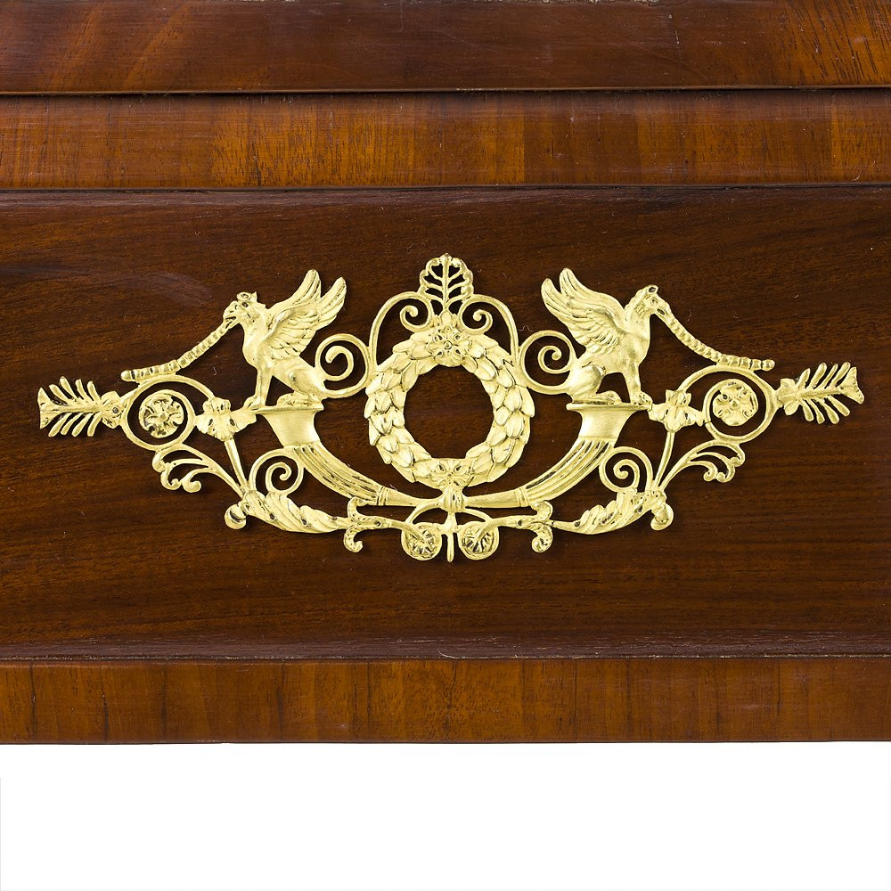 Scrivania intarsiata a marchetteria con applicazioni in bronzo dorato-photo-5