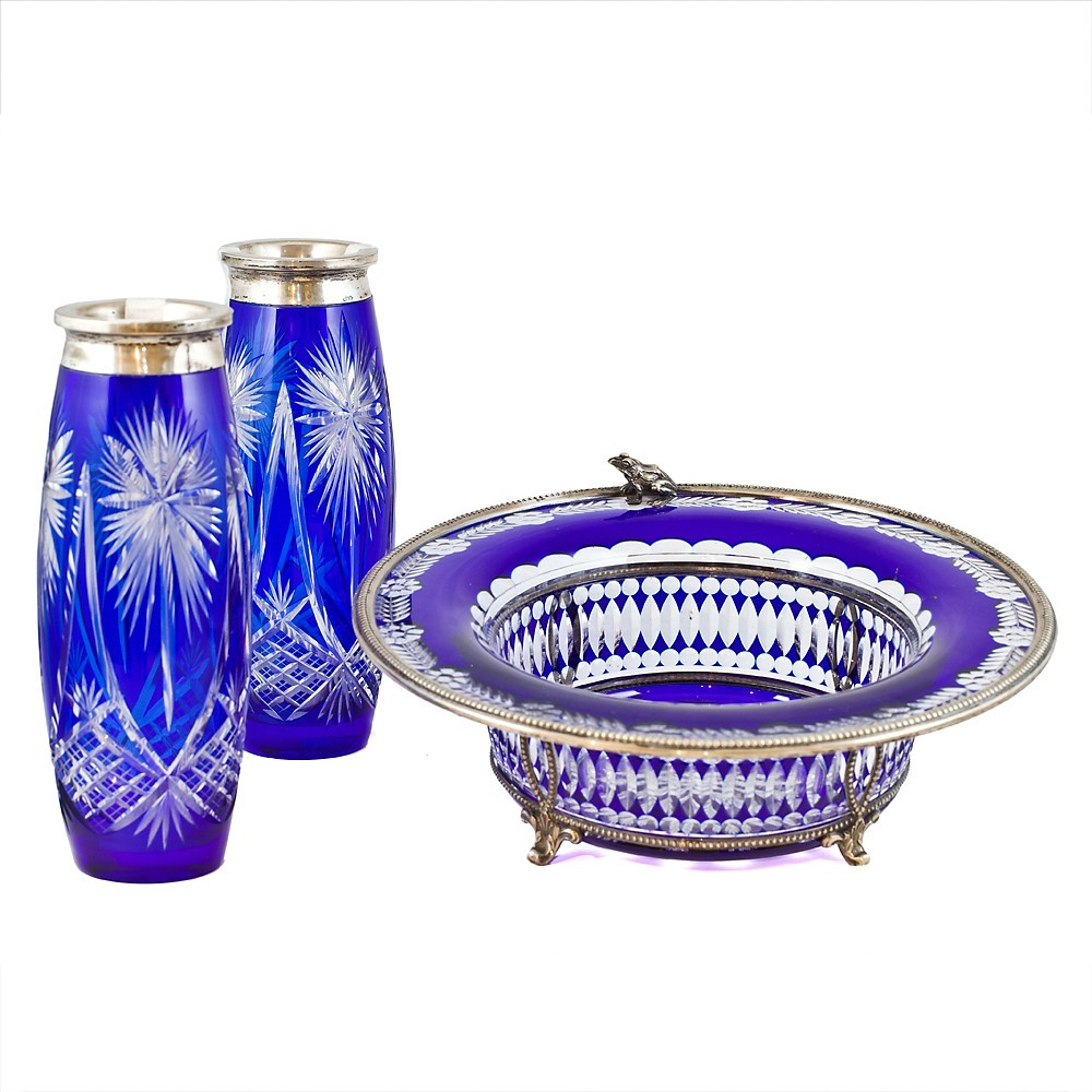 Trittico in cristallo di Baccarat e argento