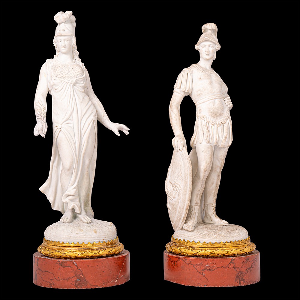 Coppia di Sculturine raffiguranti Marte e Minerva