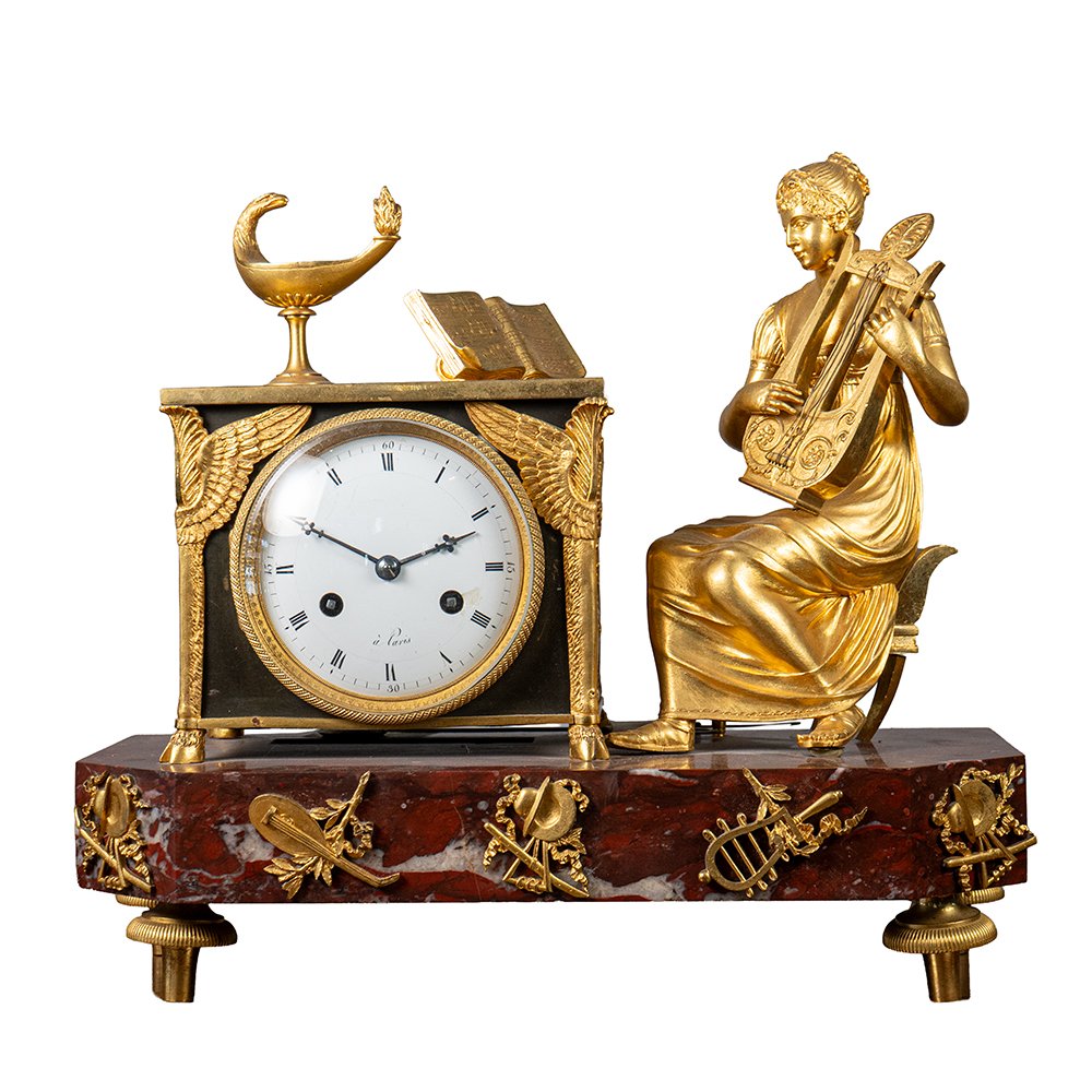 Orologio raffigurante donna con strumento musicale-photo-4