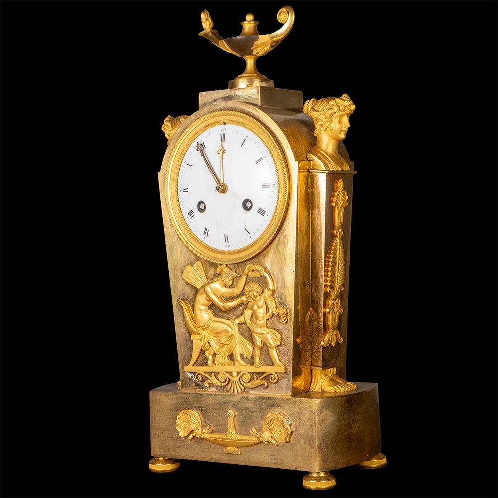 Orologio in bronzo cesellato e dorato-photo-3