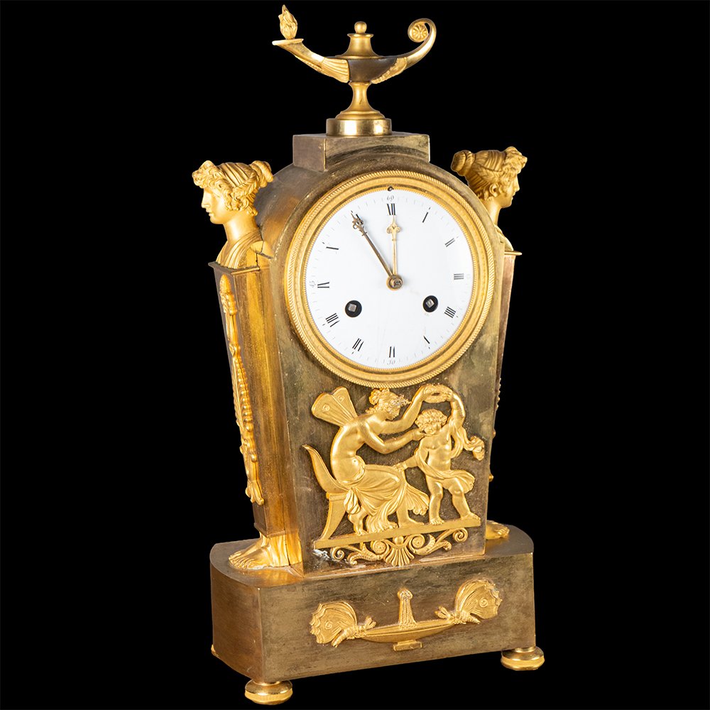 Orologio in bronzo cesellato e dorato-photo-3