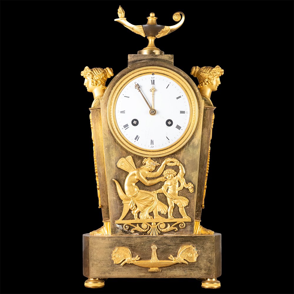 Orologio in bronzo cesellato e dorato-photo-4