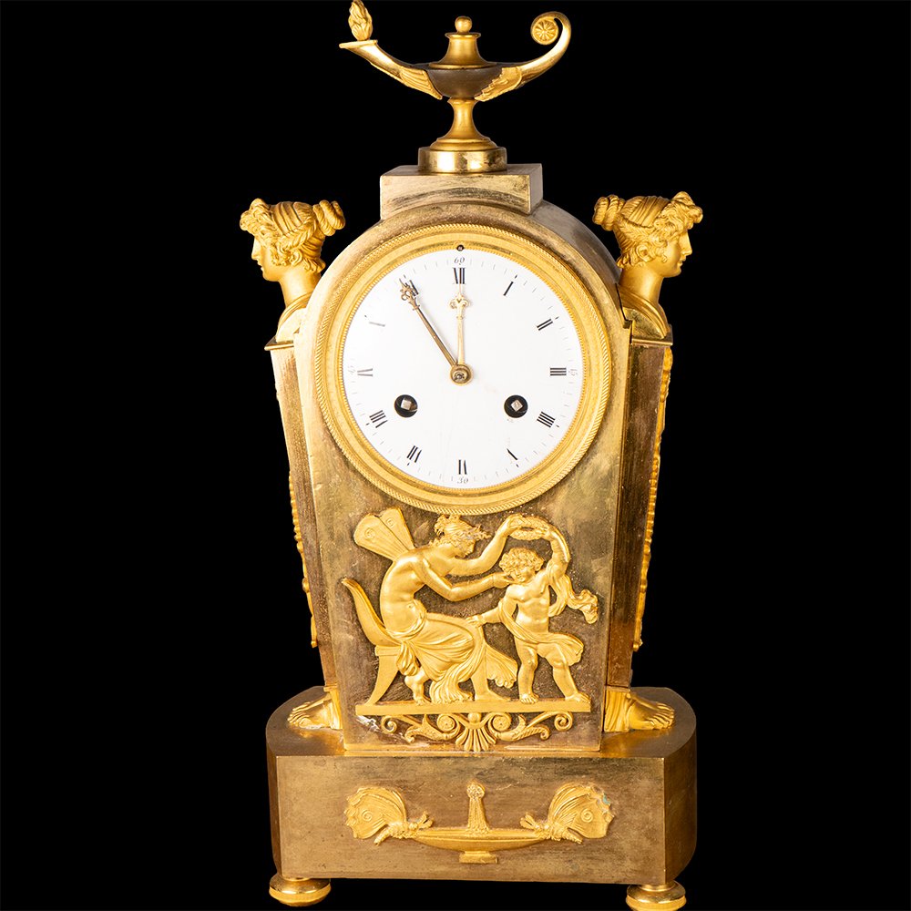 Orologio in bronzo cesellato e dorato-photo-5