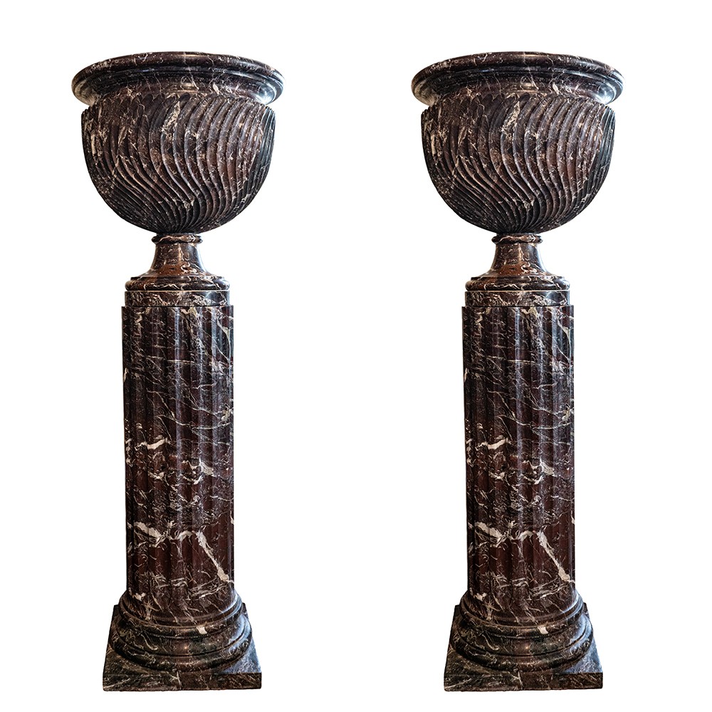 Coppia di Colonne in Marmo Rosso Levanto (piccole)