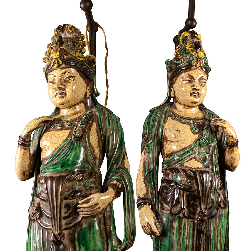 Coppia di lampade raffiguranti Bodhisattva-photo-2