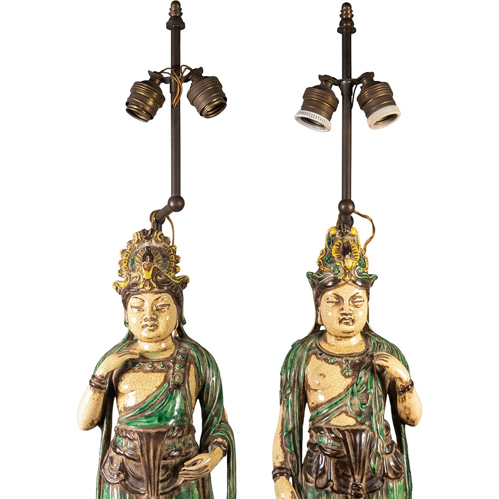 Coppia di lampade raffiguranti Bodhisattva-photo-1