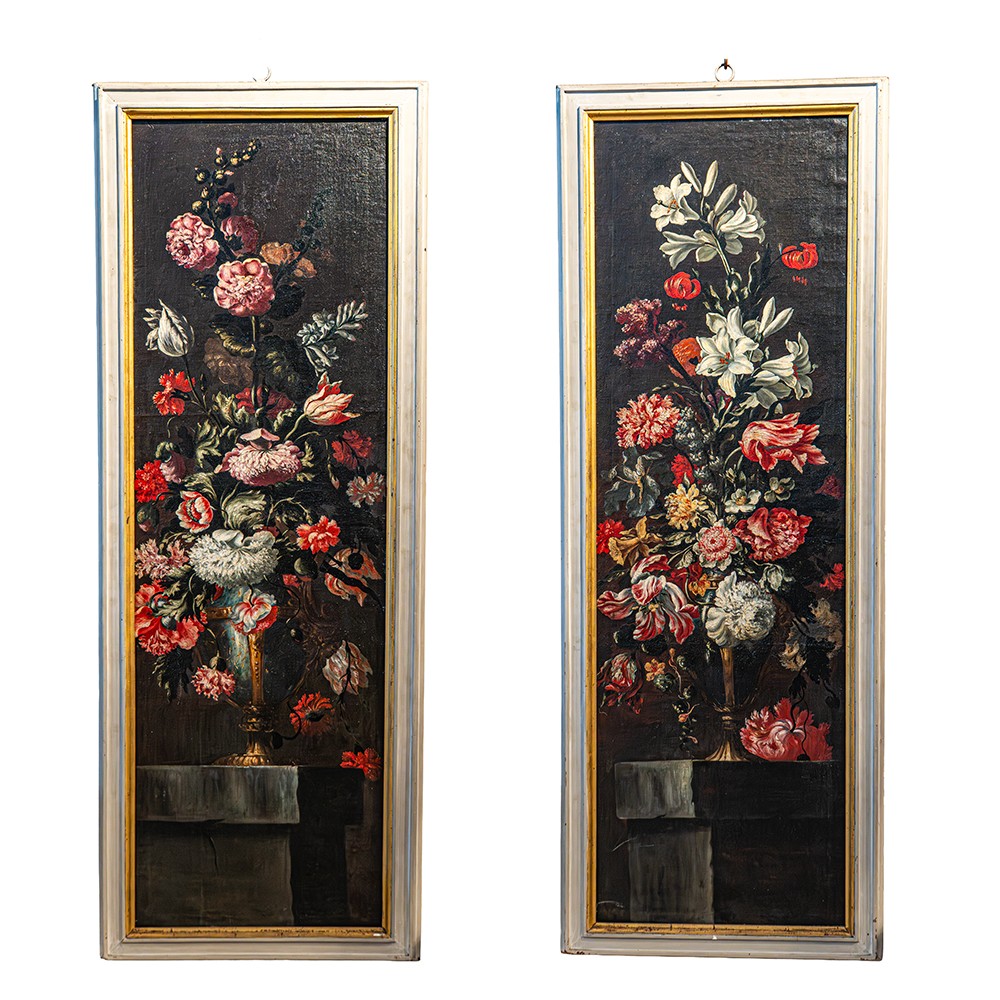 Coppia di “Vasi con fiori” - Laura Bernasconi, detta “Laura dei Fiori”