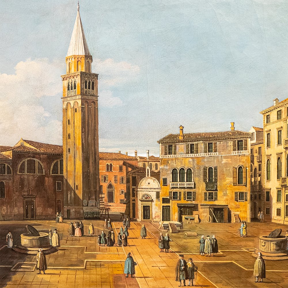 Dipinto raffigurante Veduta Veneziana con Campo e Campanile-photo-2