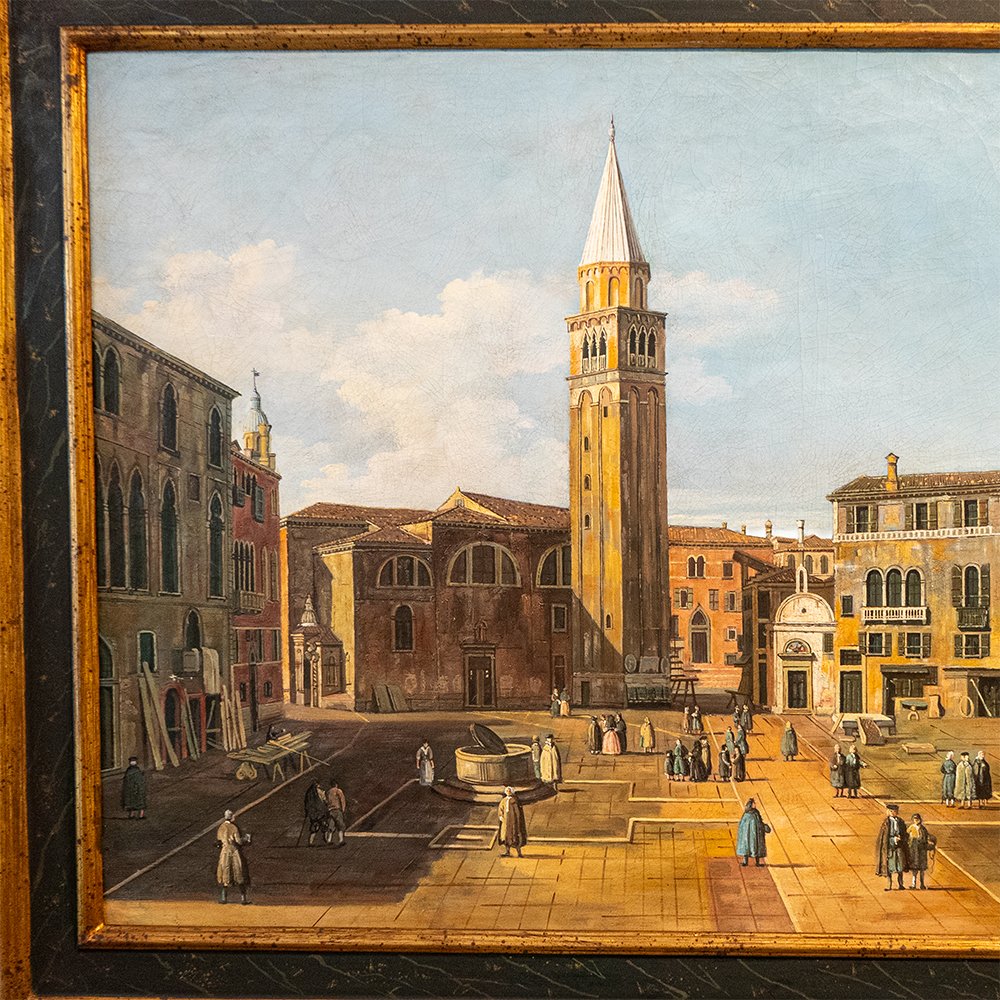 Dipinto raffigurante Veduta Veneziana con Campo e Campanile-photo-3