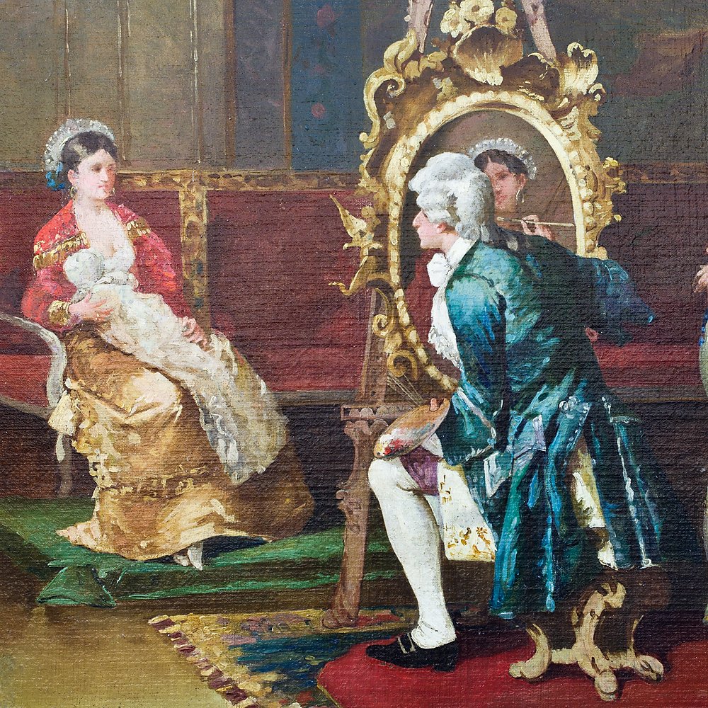 Coppia di Dipinti neoclassici con cornice dorata – Angelo Maestri-photo-1