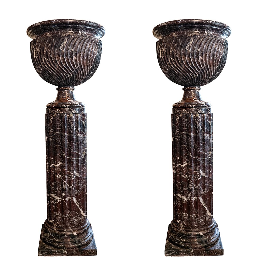 Coppia di Colonne in Marmo Rosso Levanto (piccole)