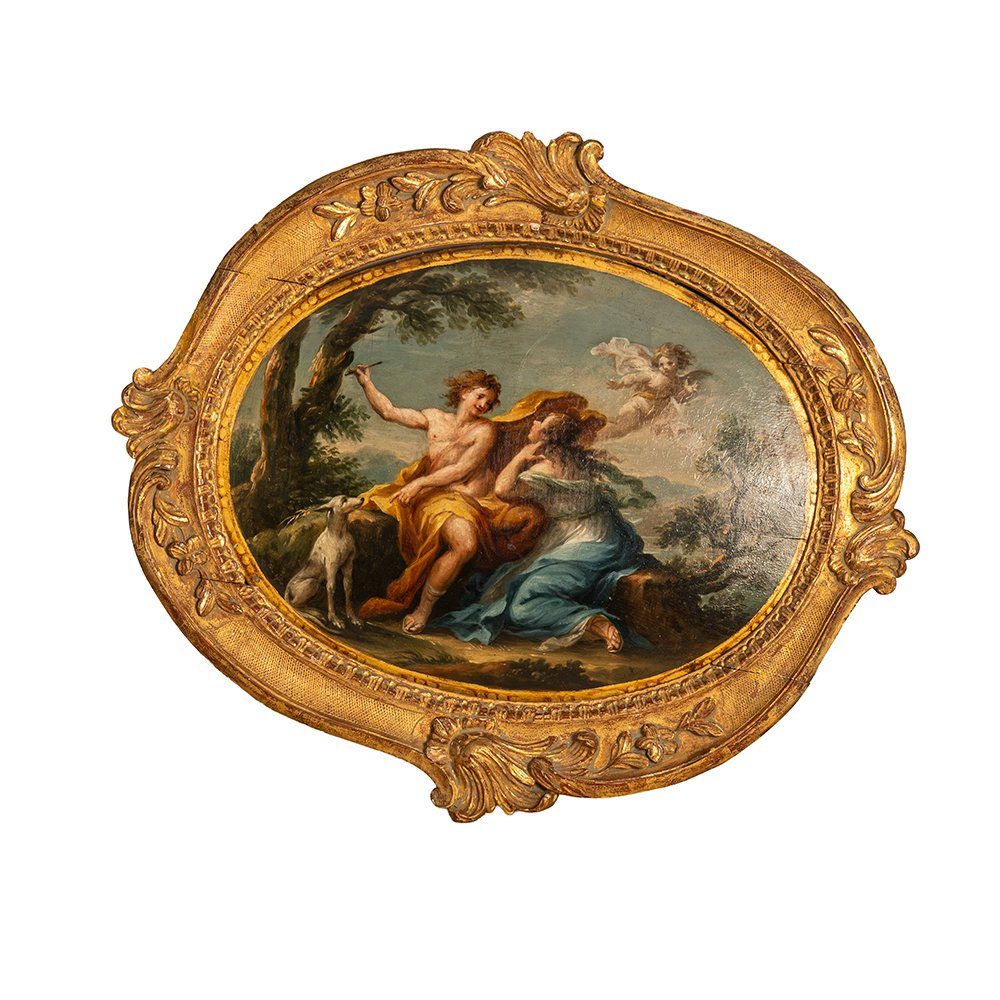Coppia di Dipinti raffiguranti Diana ed Endimione e Angelica e Medoro-photo-2