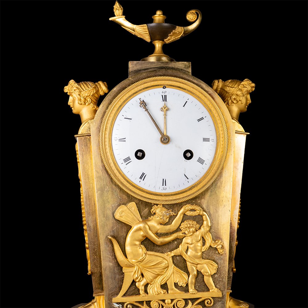 Orologio in bronzo cesellato e dorato-photo-2