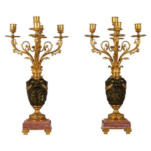 Coppia di Candelabri firmati “Barbedienne”