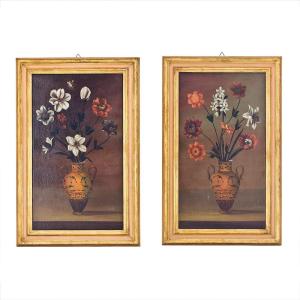 Coppia di Dipinti raffiguranti due Nature Morte