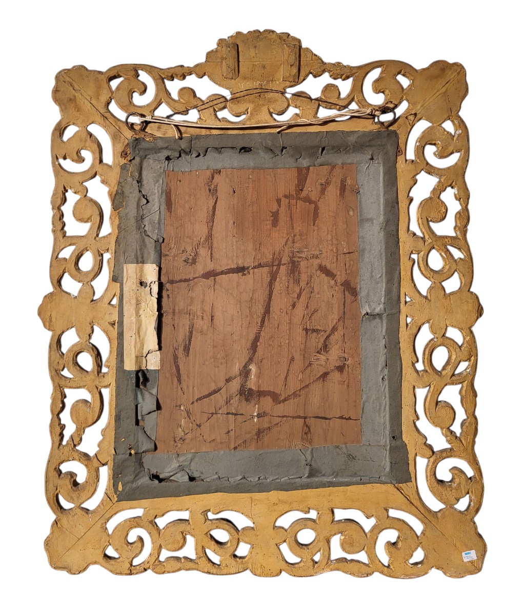 Specchiera in legno intagliato e dorato, primo quarto del XVIII secolo-photo-1