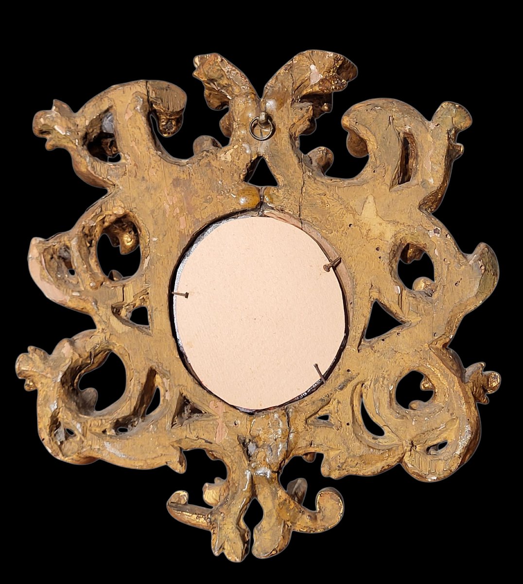 Piccola cornice ovale intagliata e dorata, Emilia, seconda metà del XVII secolo-photo-4
