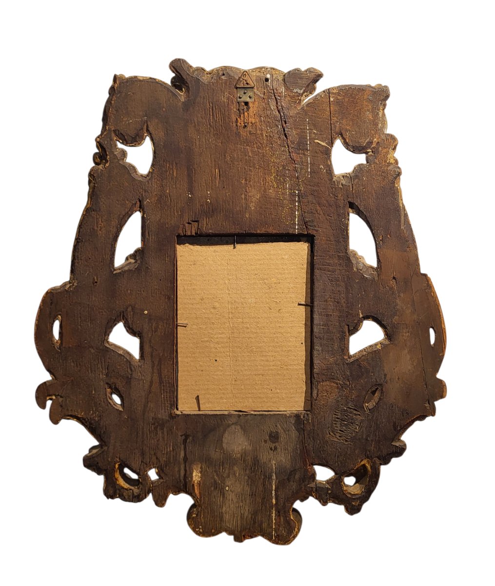 Cornice intagliata e dorata con specchio, Spagna, fine XVII secolo-photo-4