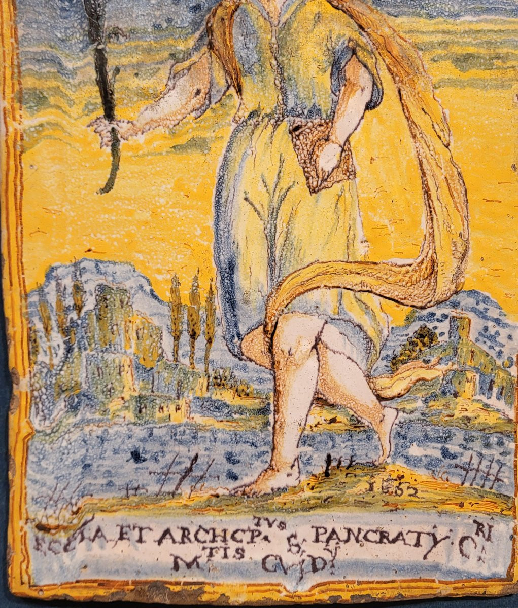 Placca in maiolica policroma, manifattura toscana, seconda metà del XVII secolo-photo-1