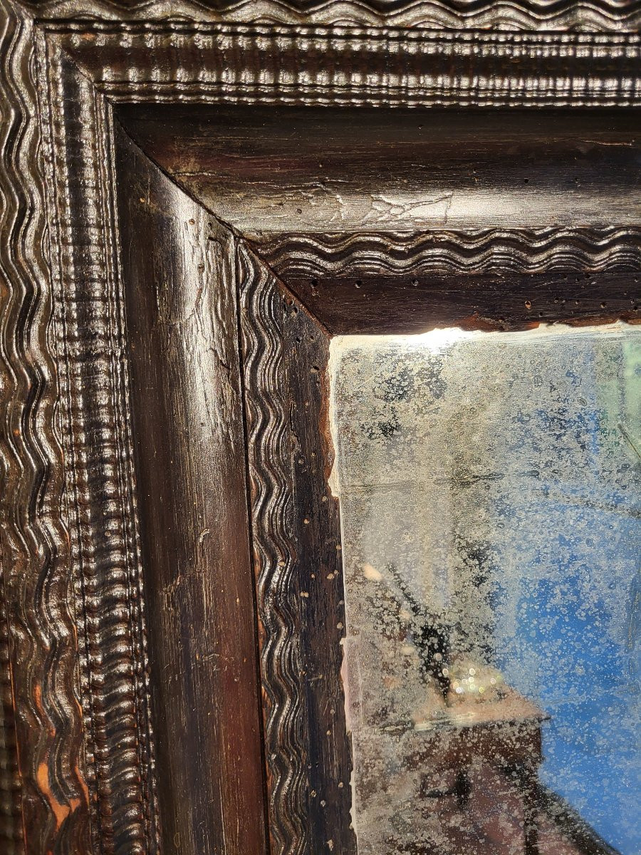 Cornice guilloché in legno ebanizzato. Lombardia, XVII secolo.-photo-4