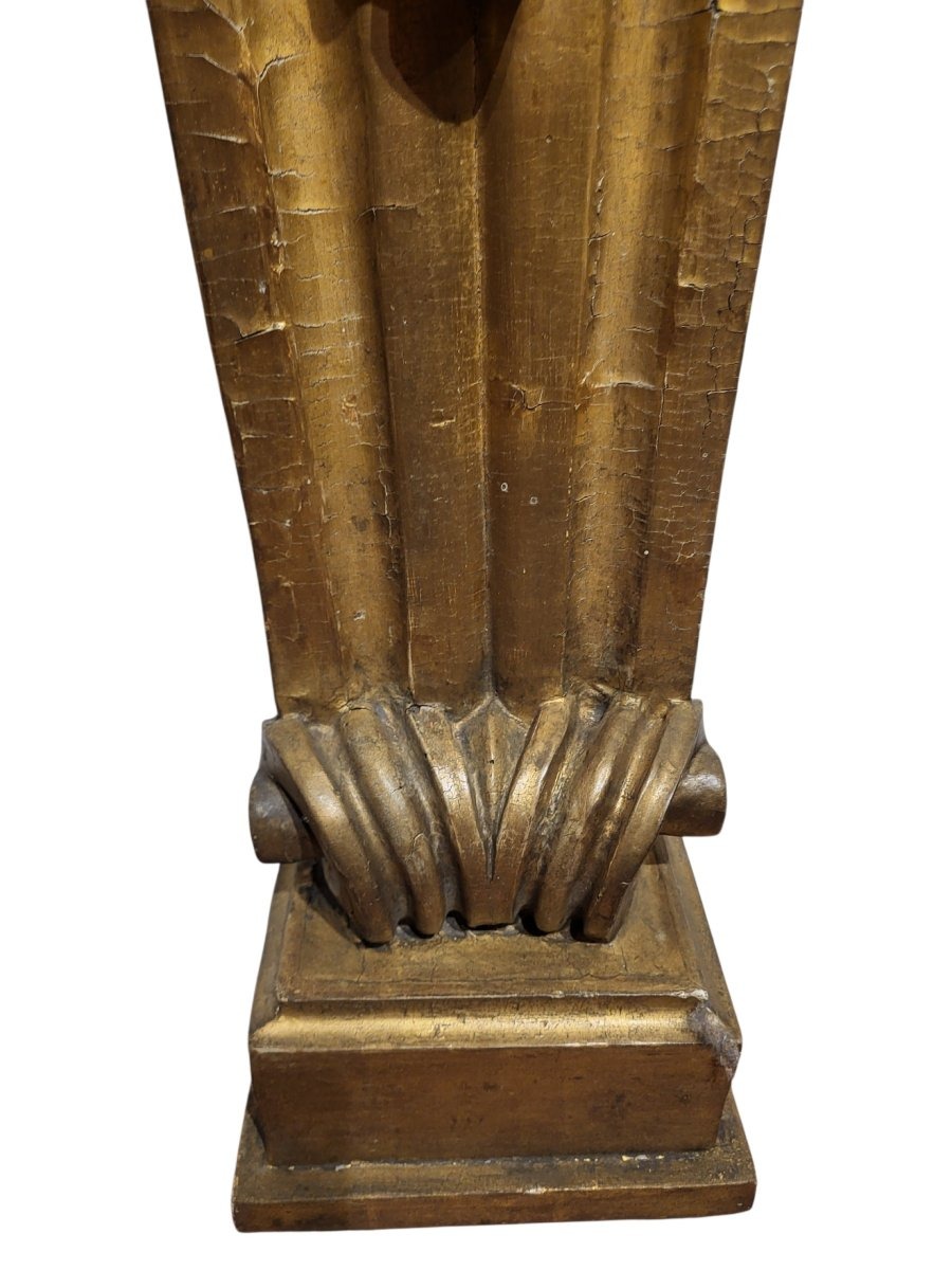 Colonna lignea porta-scultura da parete, Toscana, XVII secolo-photo-5