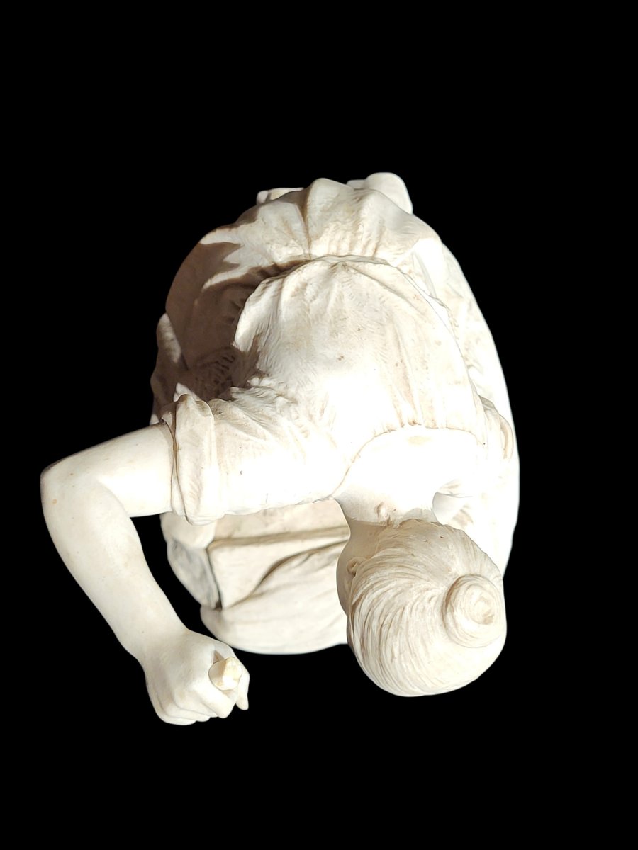 Scultura in porcellana biscuit raffigurante lavandaia, Sèvres-photo-3