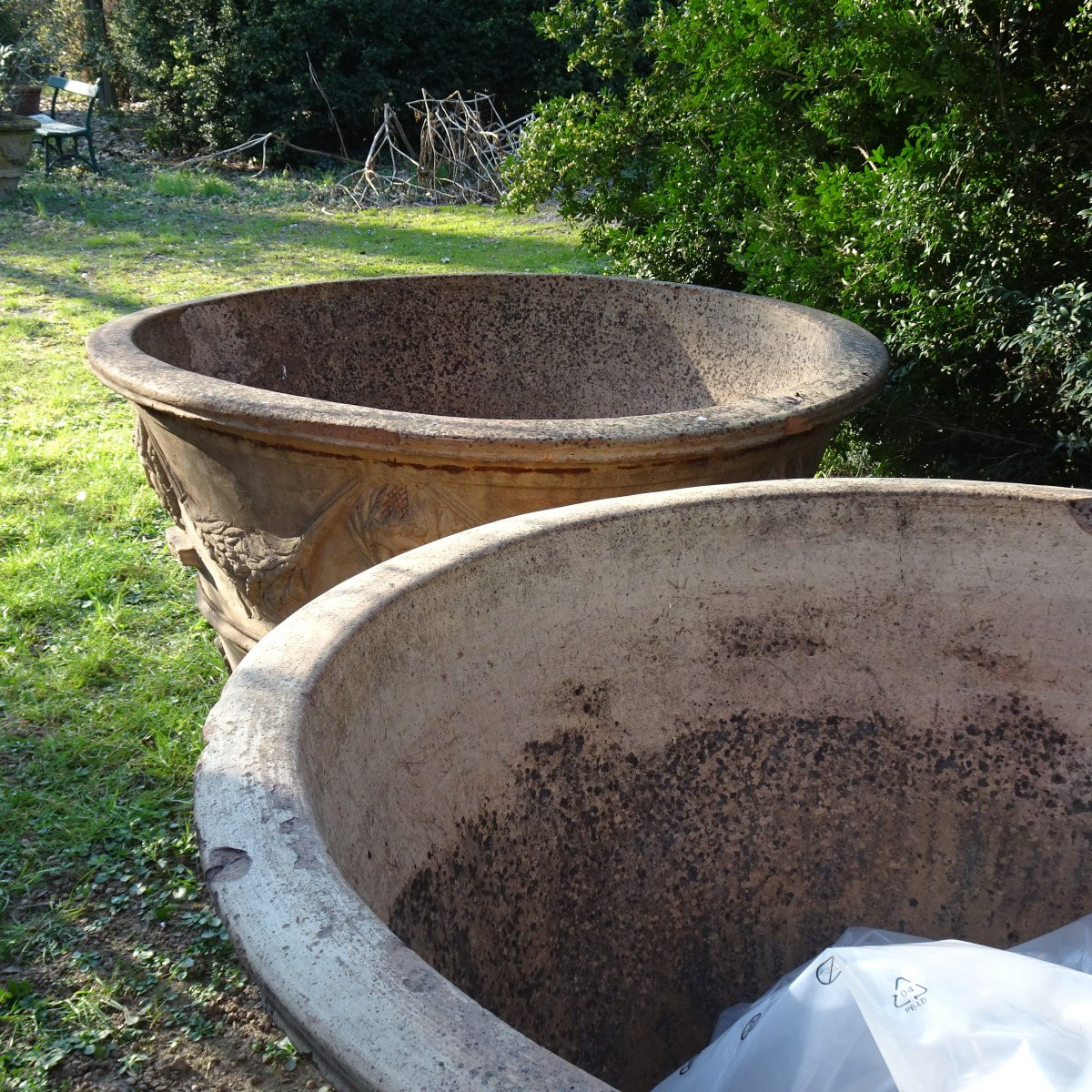Tre grandi vasi in terraccotta XIX secolo-photo-4