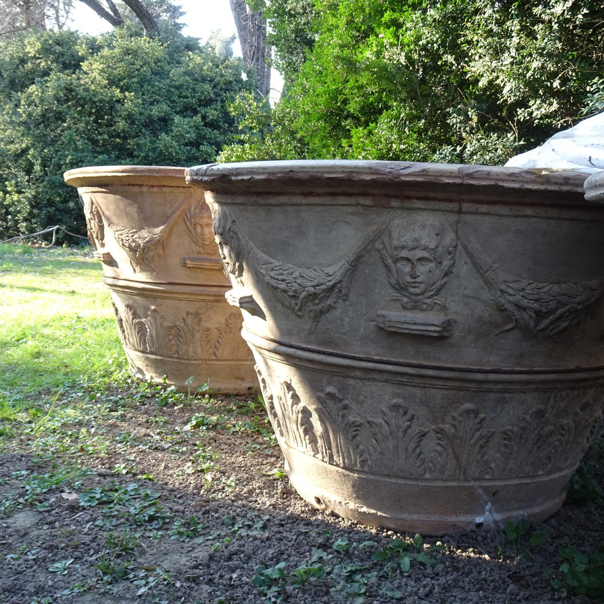 Tre grandi vasi in terraccotta XIX secolo-photo-5