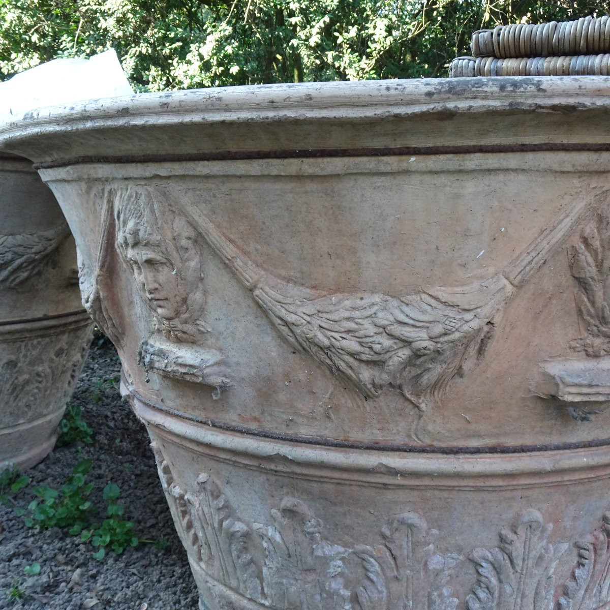 Tre grandi vasi in terraccotta XIX secolo-photo-6