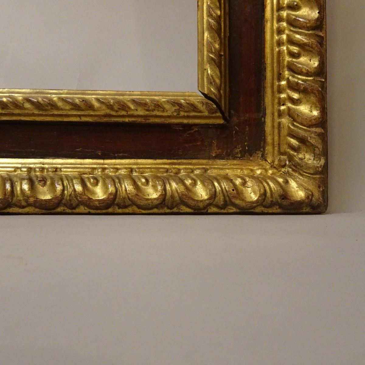 Cornice a cassetta in legno dorato e laccato XVII secolo-photo-3