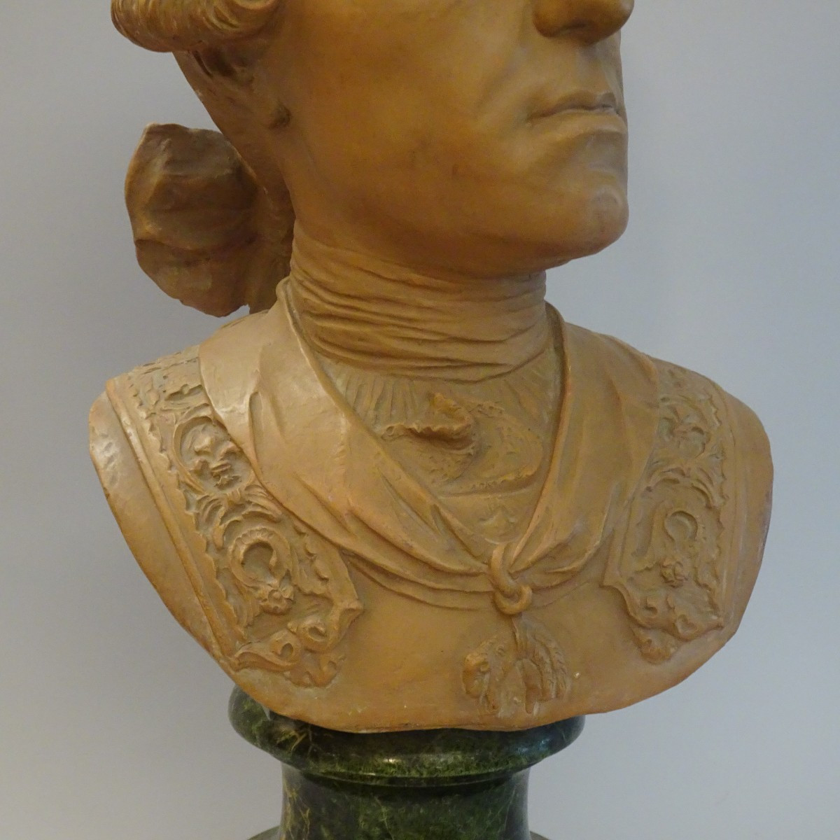 Scultura in terracotta busto di Filippo di Borbone  XIX secolo-photo-3