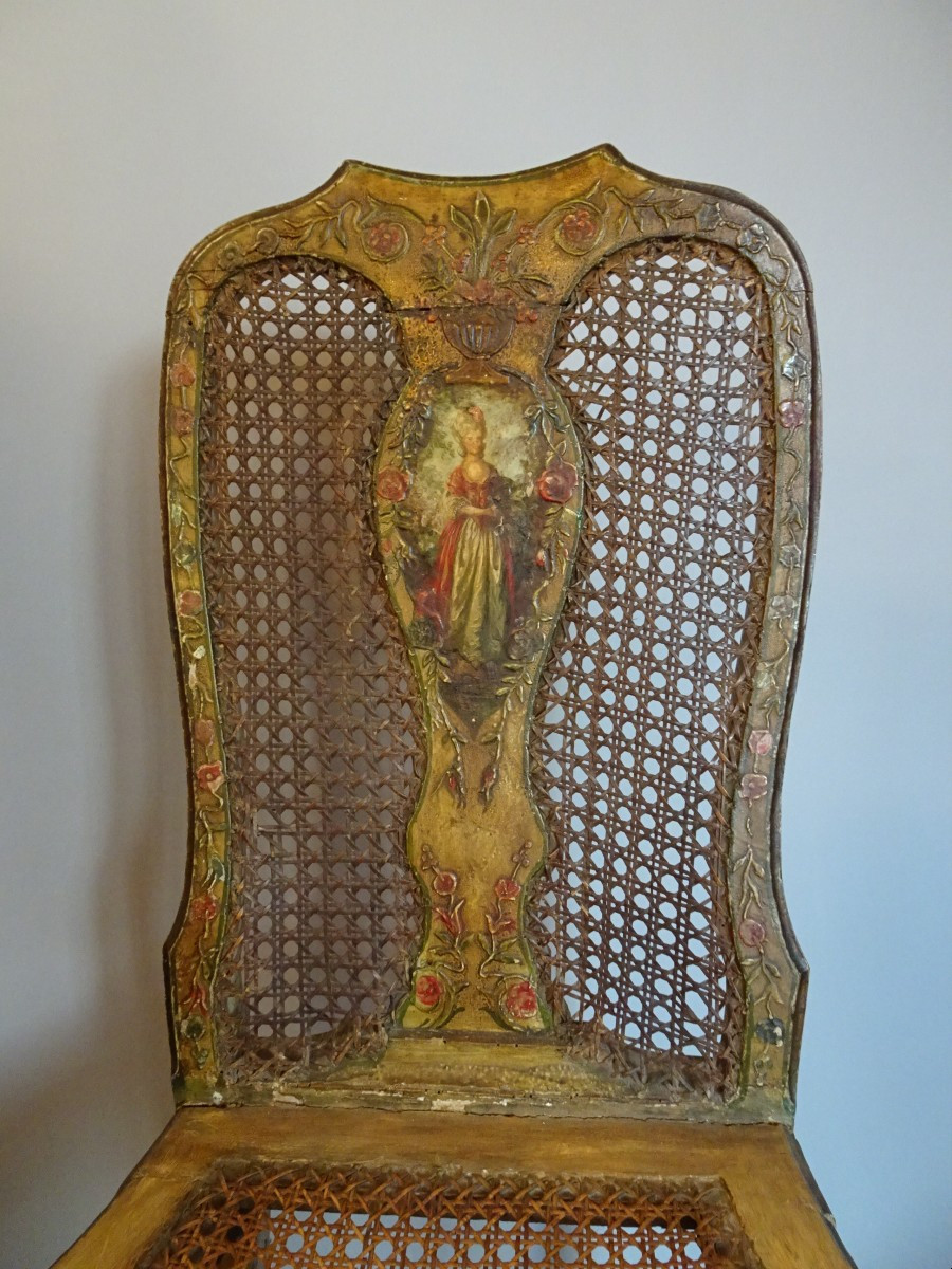 Sedia in legno laccato Venezia XVIII secolo-photo-2