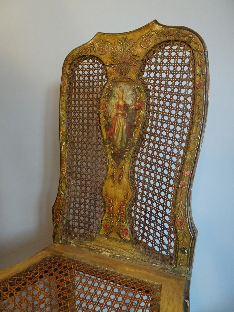 Sedia in legno laccato Venezia XVIII secolo-photo-3