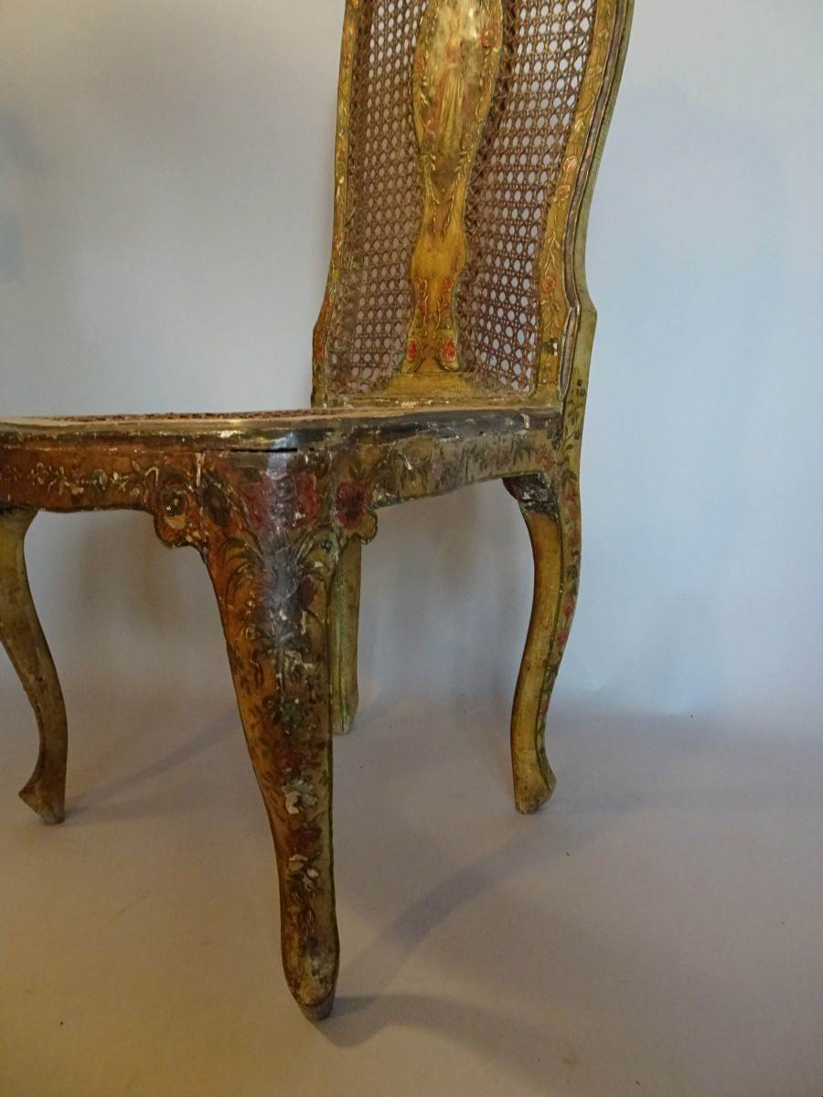 Sedia in legno laccato Venezia XVIII secolo-photo-4