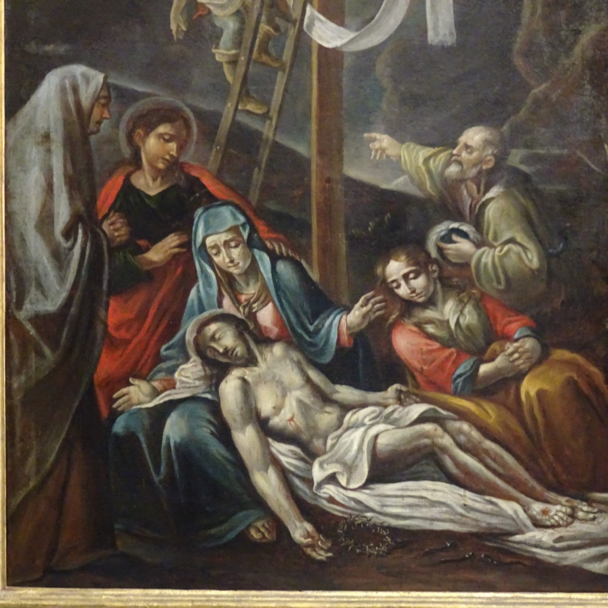 Compianto sul Cristo morto, olio su tela Scuola Emiliana  XVIII secolo-photo-3
