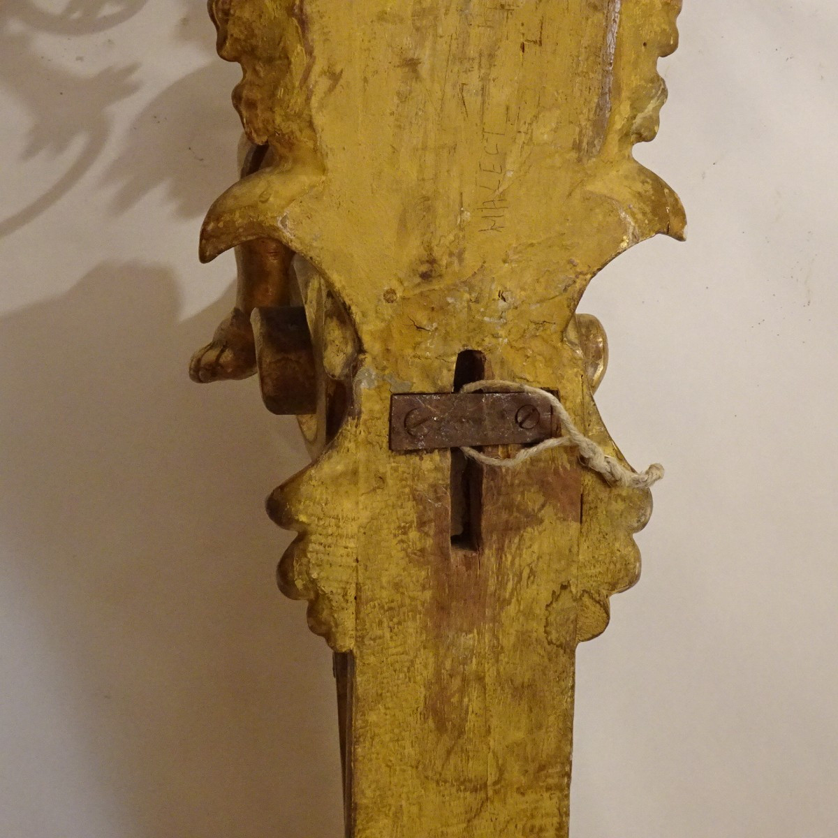 Putto porta candele in legno dorato inizio XIX secolo-photo-2