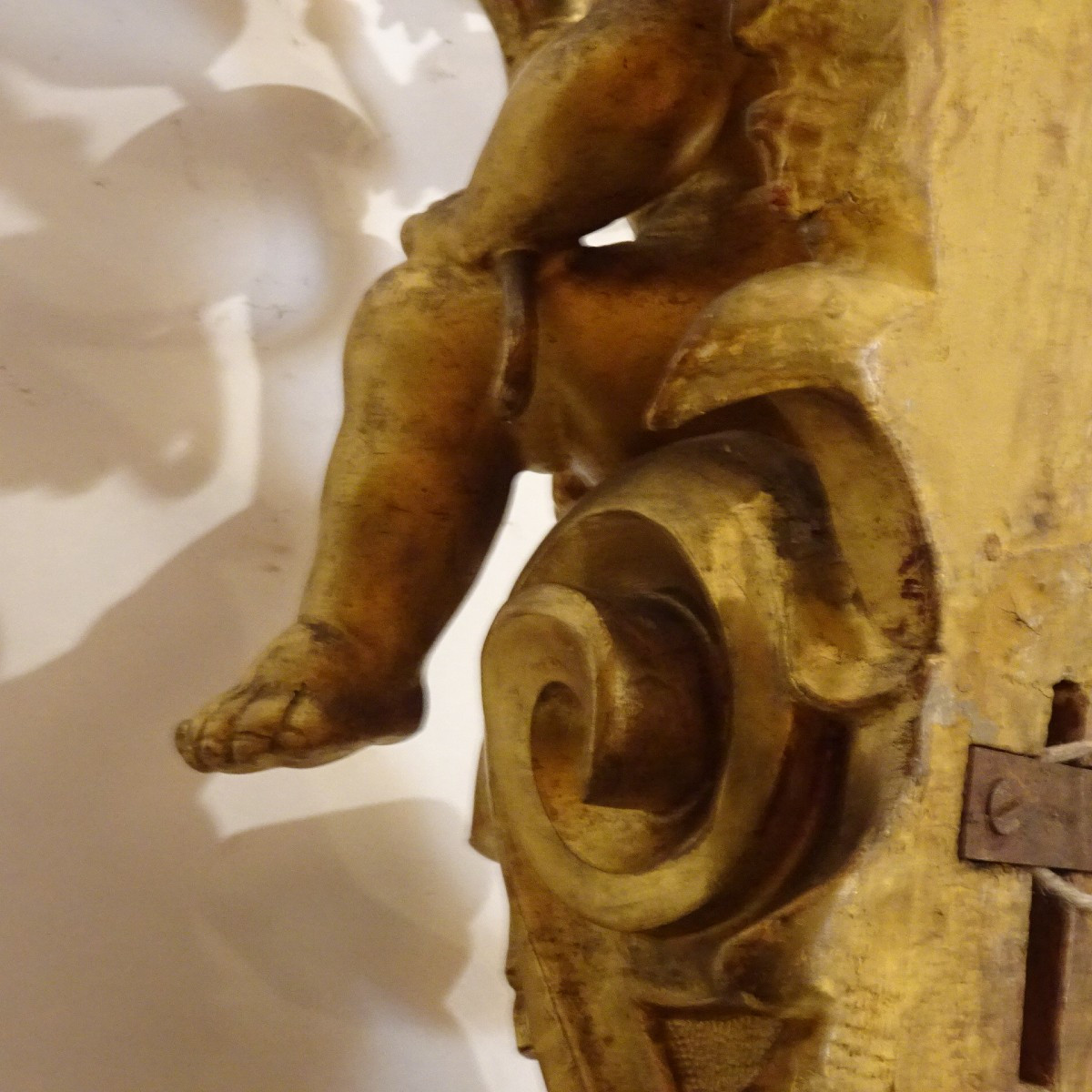 Putto porta candele in legno dorato inizio XIX secolo-photo-6
