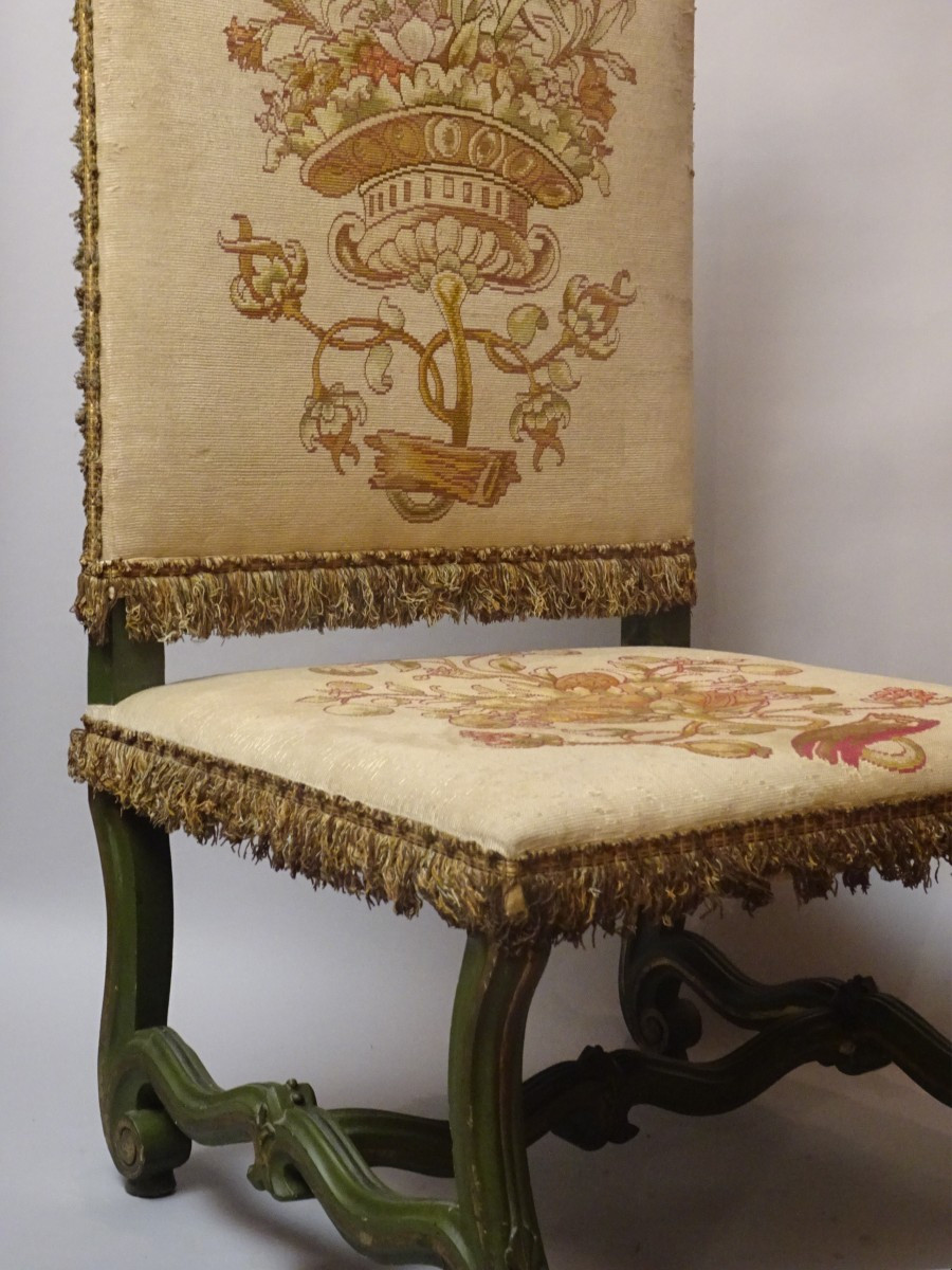 Poltrona da camino in legno laccato XIX secolo-photo-3