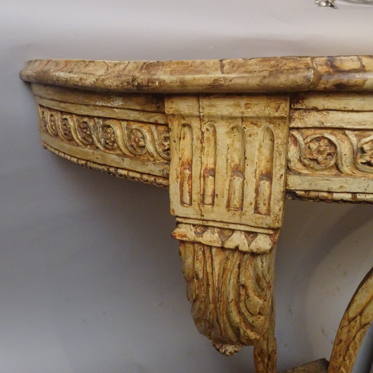 Consolle demi lune Luigi XVI laccata-photo-2