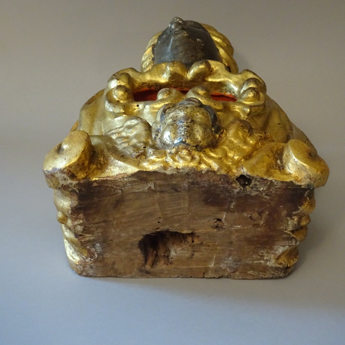 Busto reliquiario in legno dorato XVIII secolo-photo-8