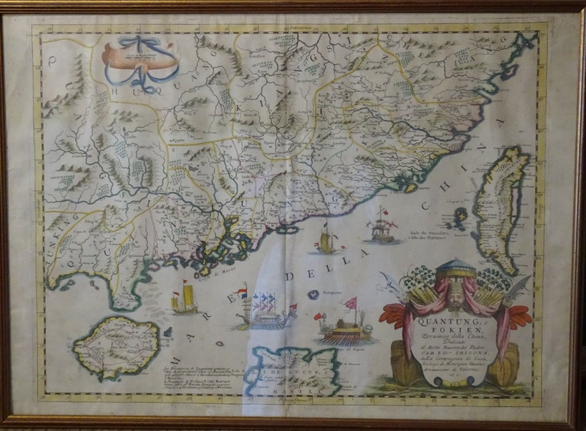 Vincenzo Coronelli (1650- 1718) Mappa Cina Meridionale e di Taiwan del 1696